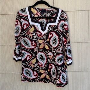 Tommy Hilfiger Black/white Boho Tunic Blouse Size M